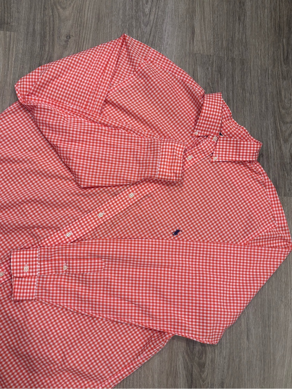 Ralph Lauren Orange Gingham Button-Down Shirt XLT